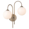 Lyndon Twin Arm Wall Light in Antique Brass with White Opal Glass