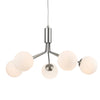 Montana Five Arm Pendant in Brushed Steel with Opal White Glass