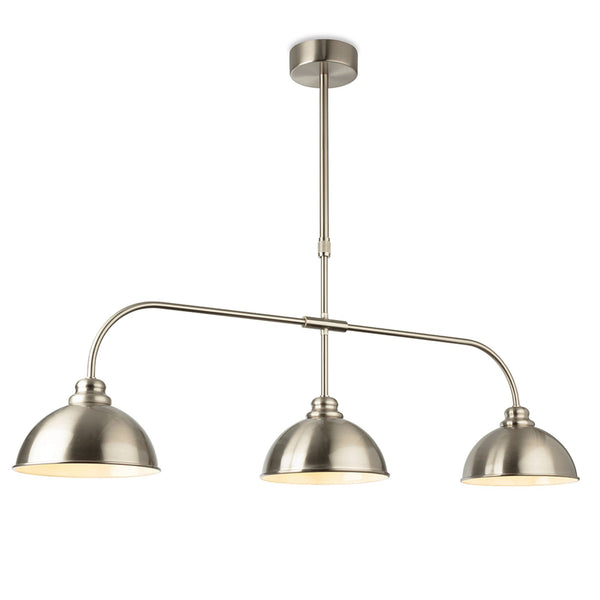Eagle Three Lamp Pendant Light in Brushed Steel