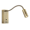 Clifton Switched Flexi LED Reader Light with USB Port in Antique Brass