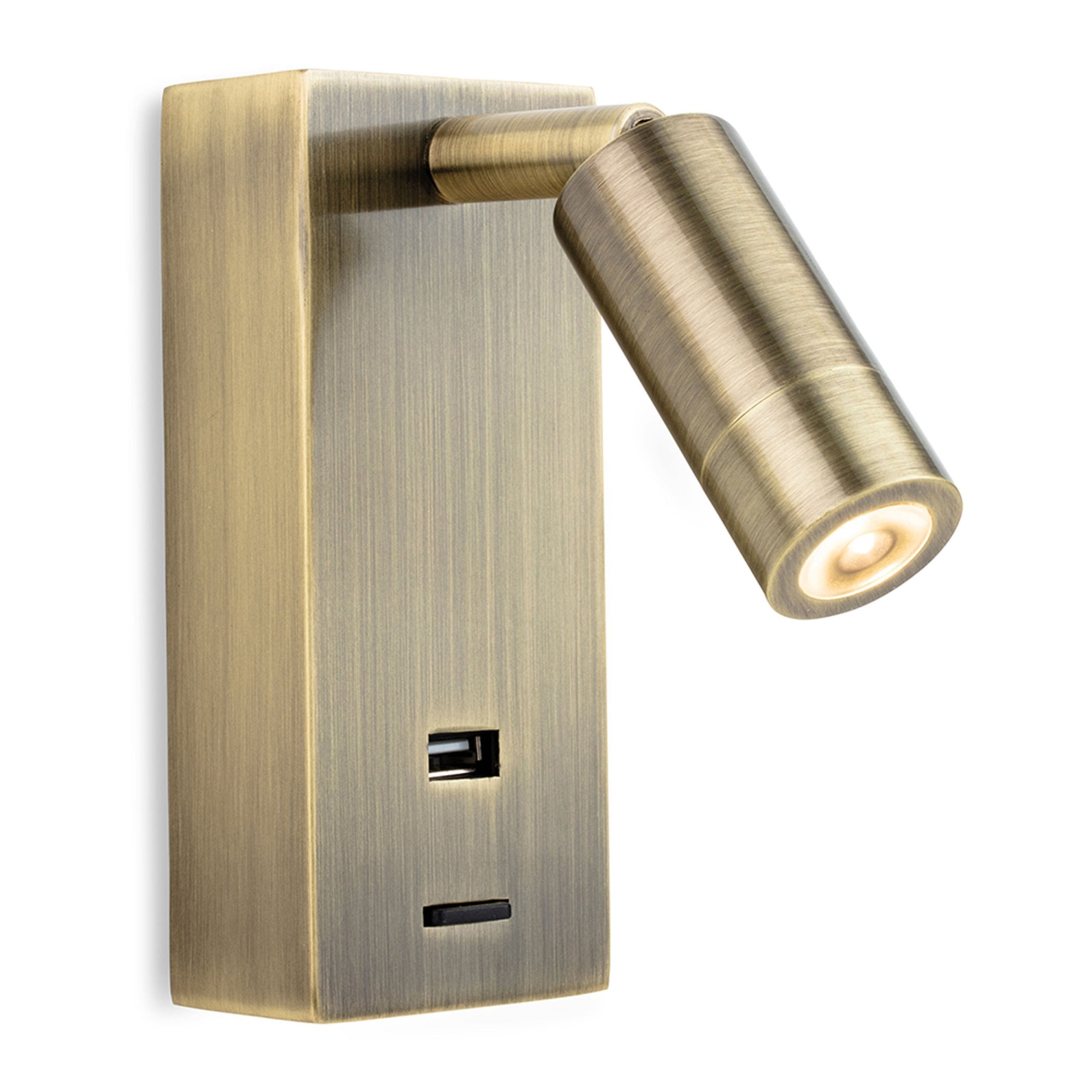 Firstlight Clifton Switched LED Reader Light with USB Port in Antique ...