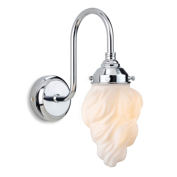 Flame IP44 Bathroom Wall Light in Chrome with Opal White Glass