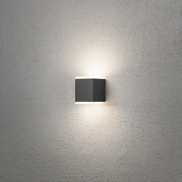 Monza Box IP54 Twin Outdoor 12w LED Wall Light in Anthracite