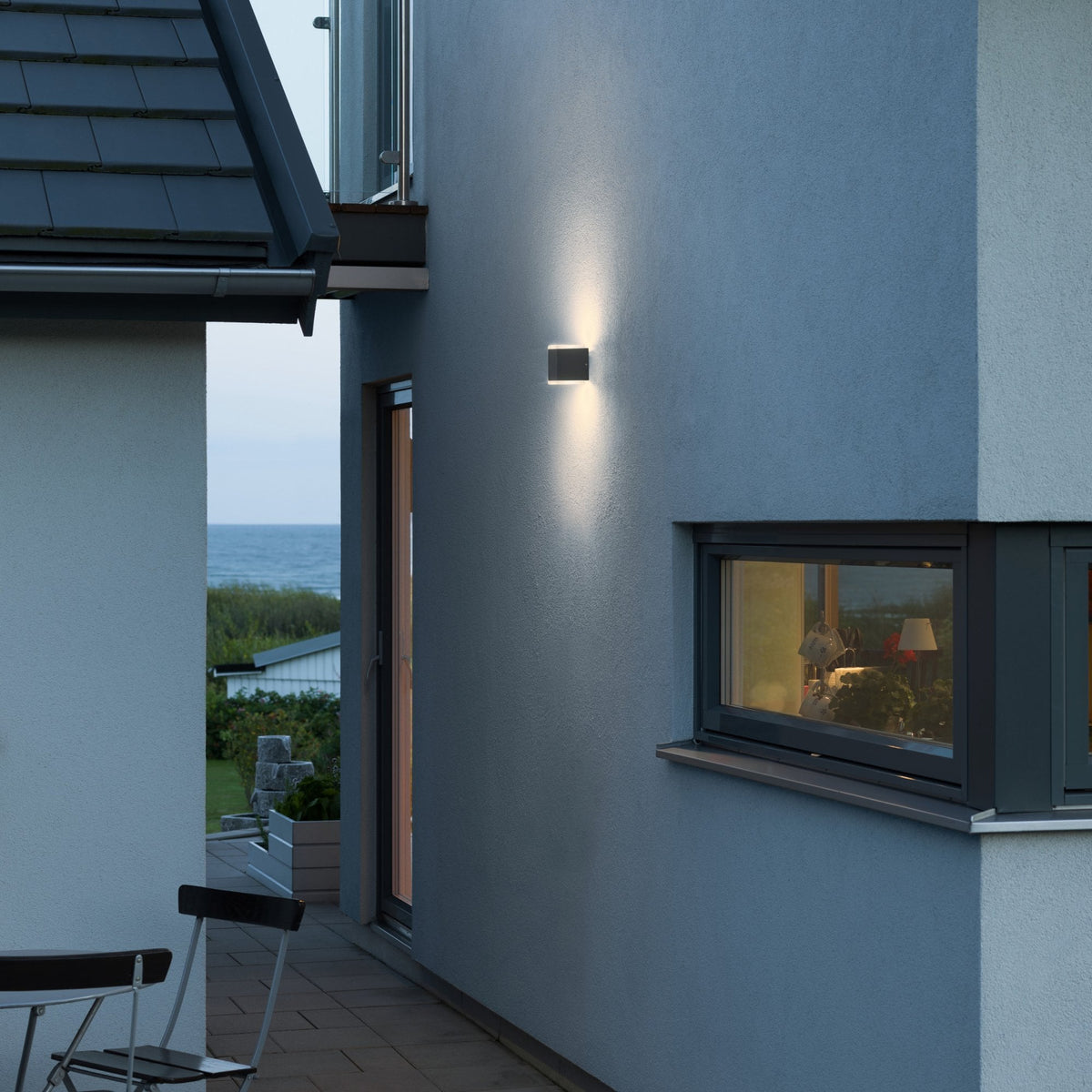 Monza Box IP54 Twin Outdoor 12w LED Wall Light in Anthracite
