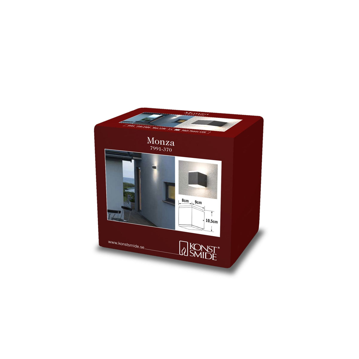 Monza Box IP54 Twin Outdoor 12w LED Wall Light in Anthracite