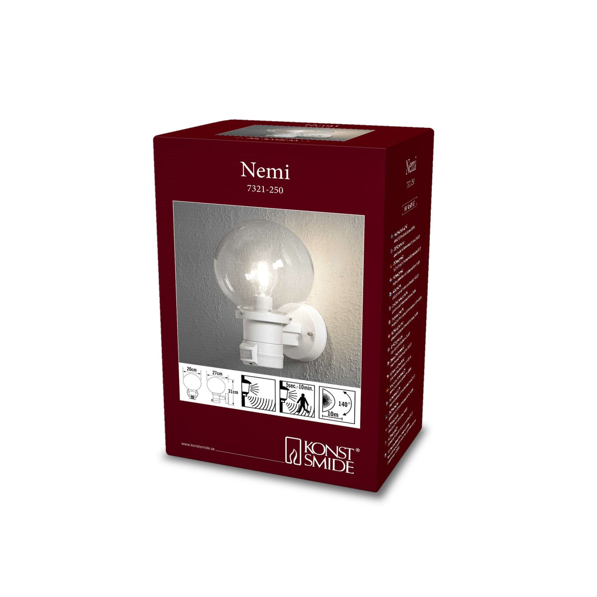 Nemi IP44 Outdoor PIR Wall Light in White