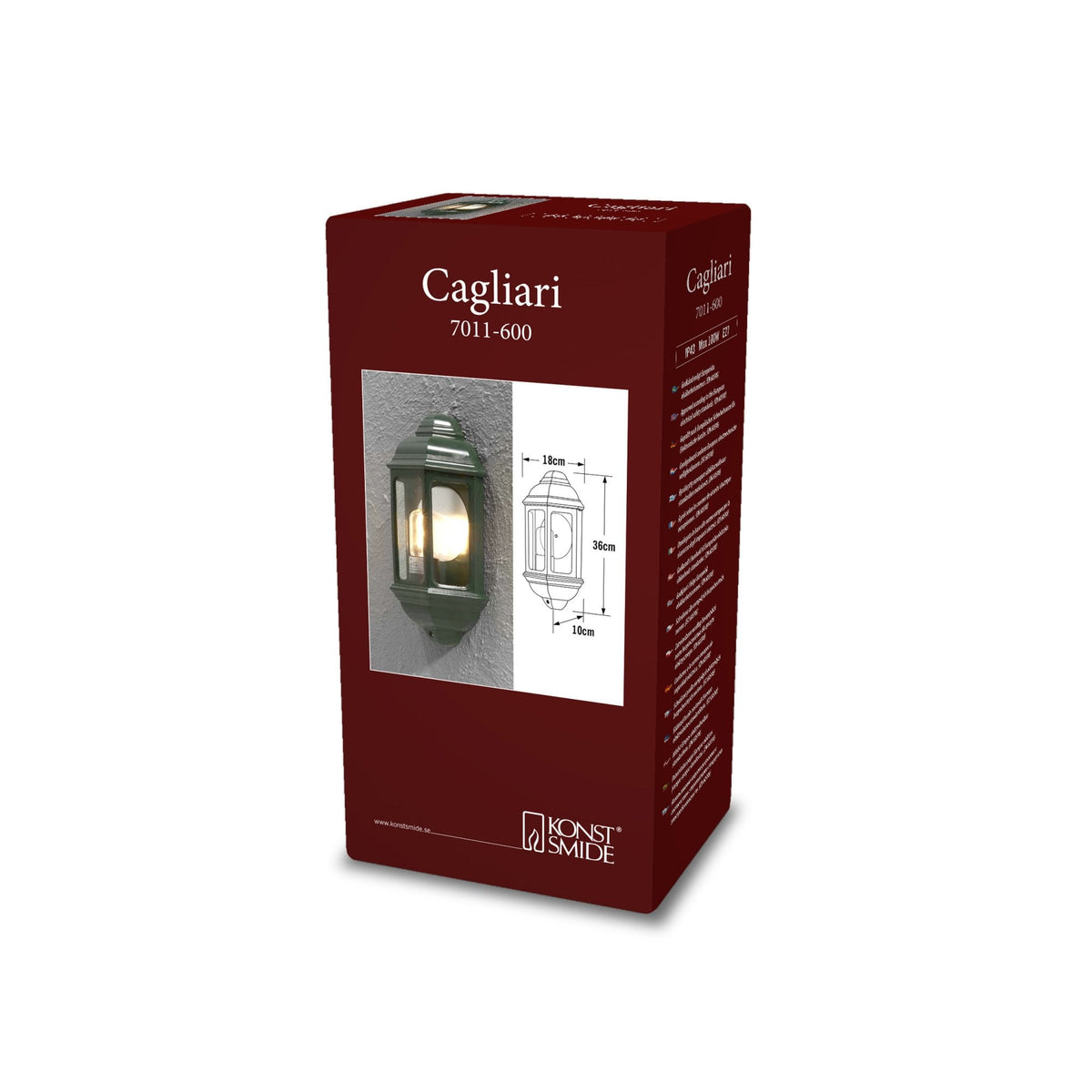 Cagliari IP43 Outdoor E27 Wall Light in Green