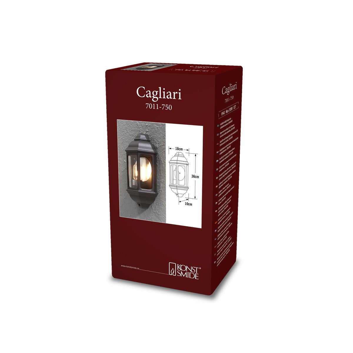 Cagliari IP43 Outdoor E27 Wall Light in Black