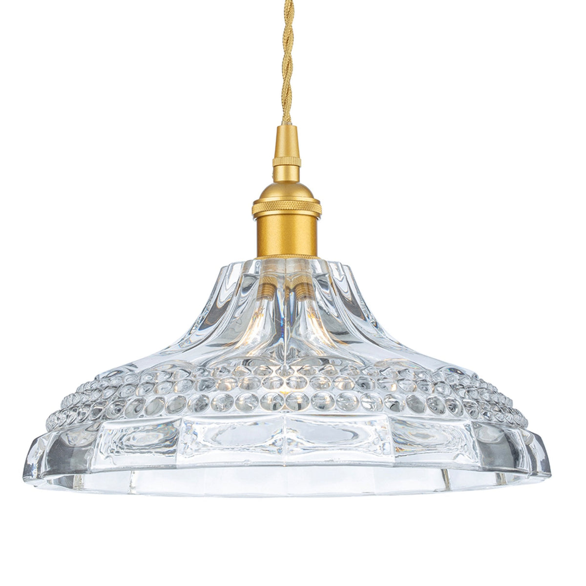 Wilshire 240 Pendant Light in Satin Gold with Clear Decorative Glass