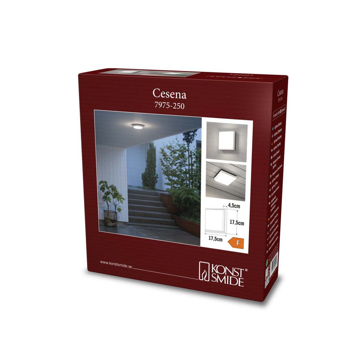 Cesena Square Outdoor IP54 10w LED Ceiling or Wall Light In White