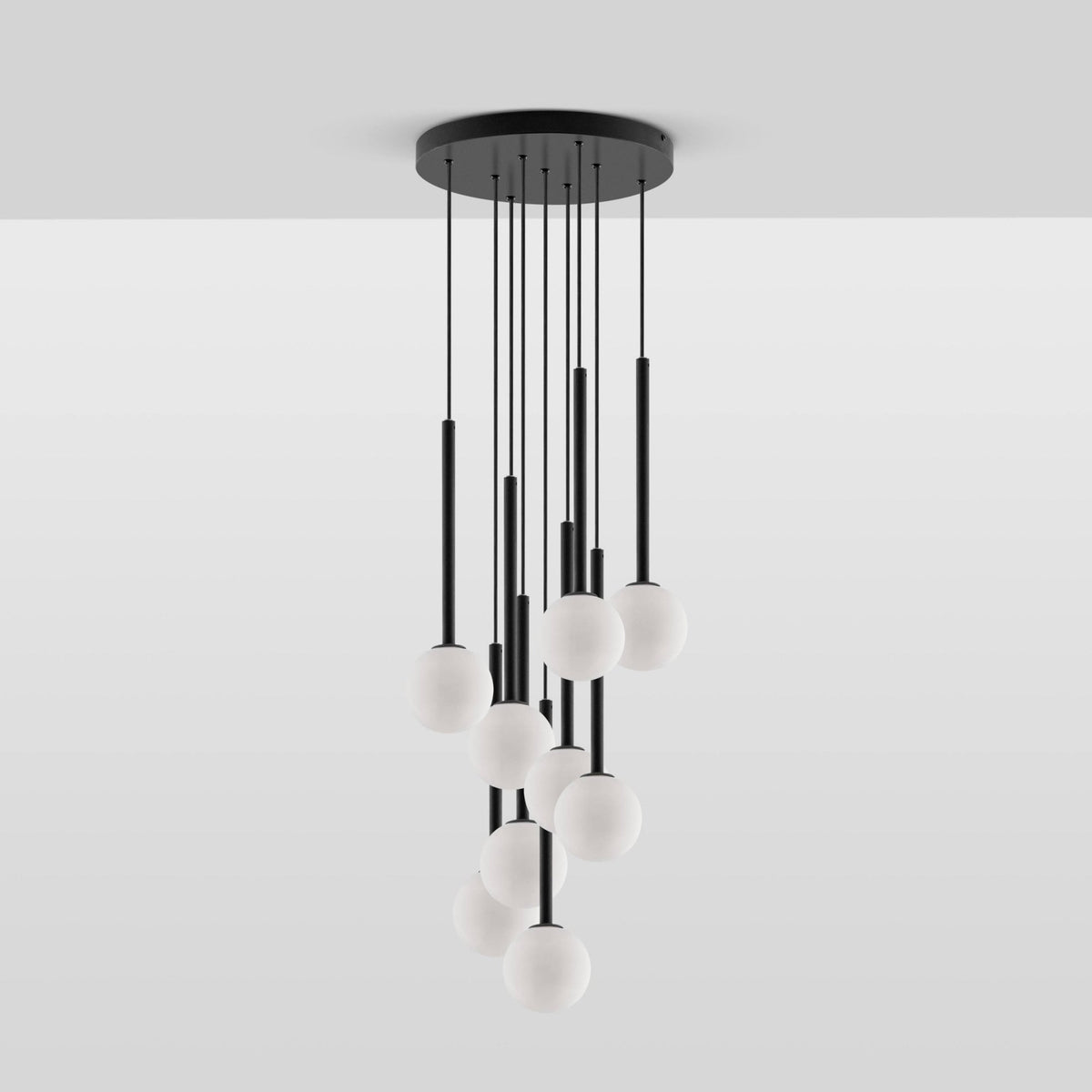 Alyssa Nine Drop G9 Cluster Pendant in Charcoal Grey