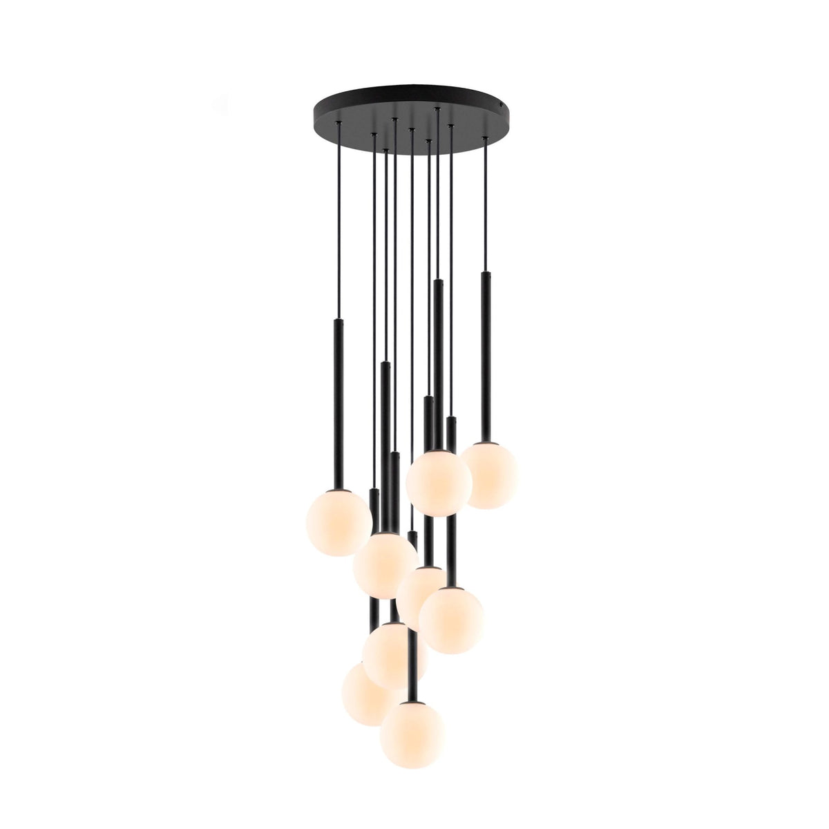 Alyssa Nine Drop G9 Cluster Pendant in Charcoal Grey