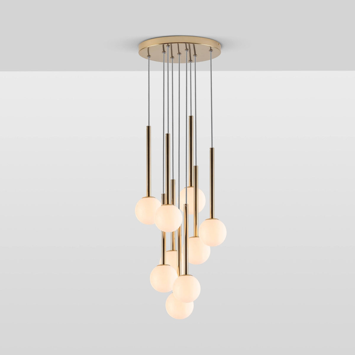 Alyssa Nine Drop G9 Cluster Pendant in Brass
