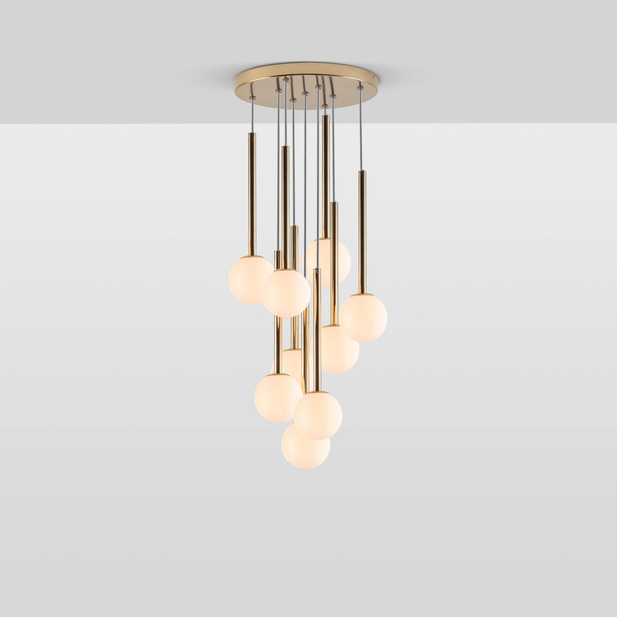Alyssa Nine Drop G9 Cluster Pendant in Brass