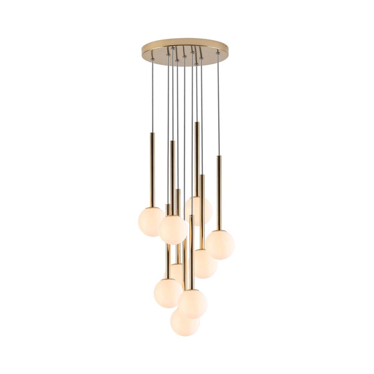 Alyssa Nine Drop G9 Cluster Pendant in Brass