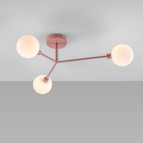 Houseof Alyssa IP44 Three Lamp G9 Semi Flush in Pink