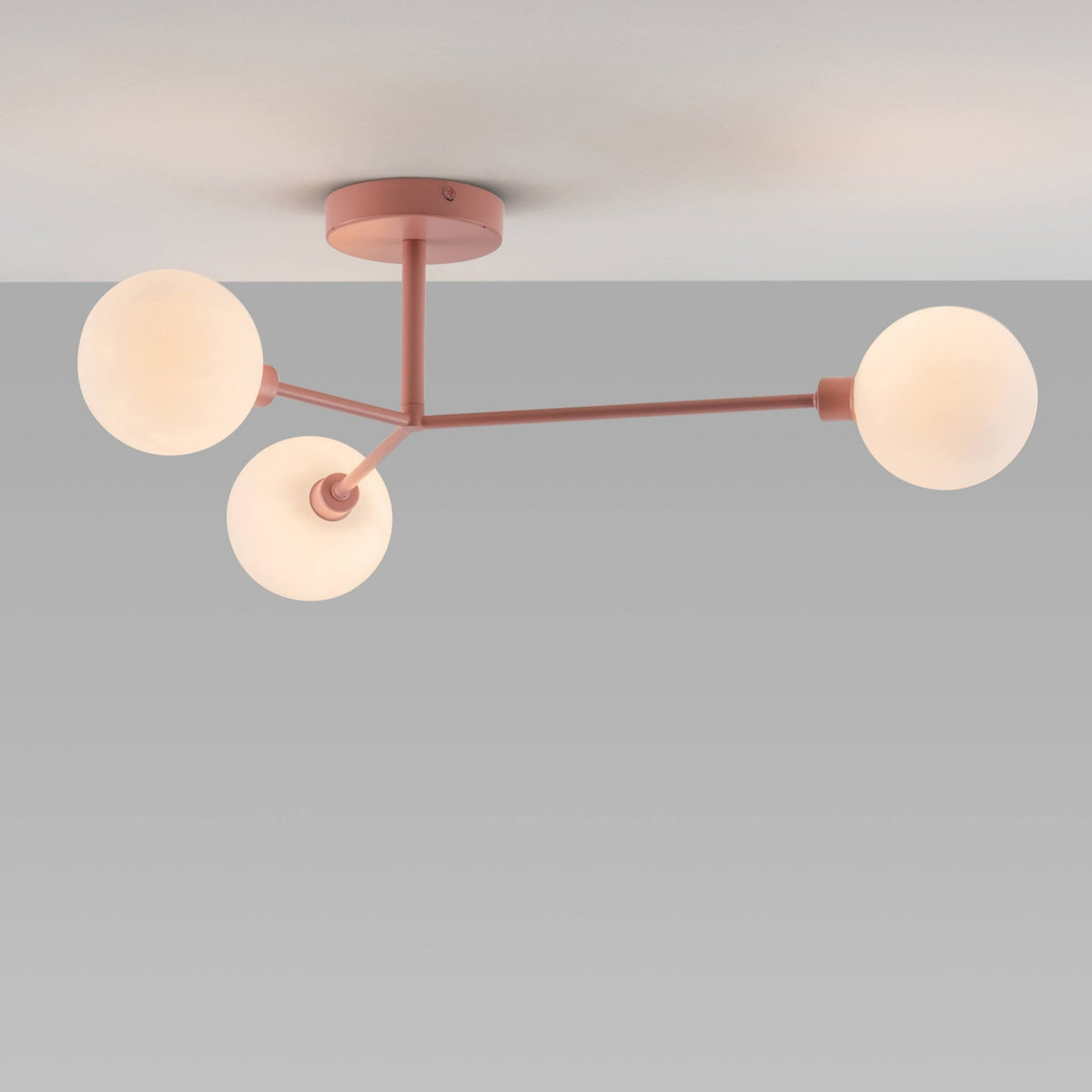 Alyssa IP44 Three Lamp G9 Semi Flush in Pink