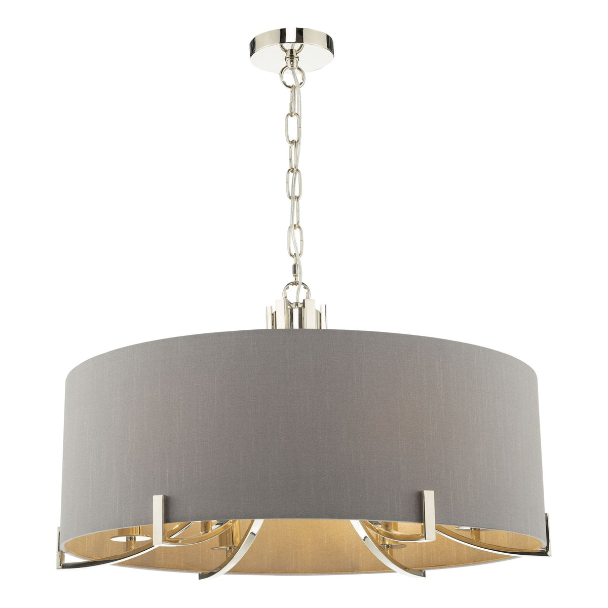 Veyron 6 Light Pendant In Polished Nickel With Grey Shade