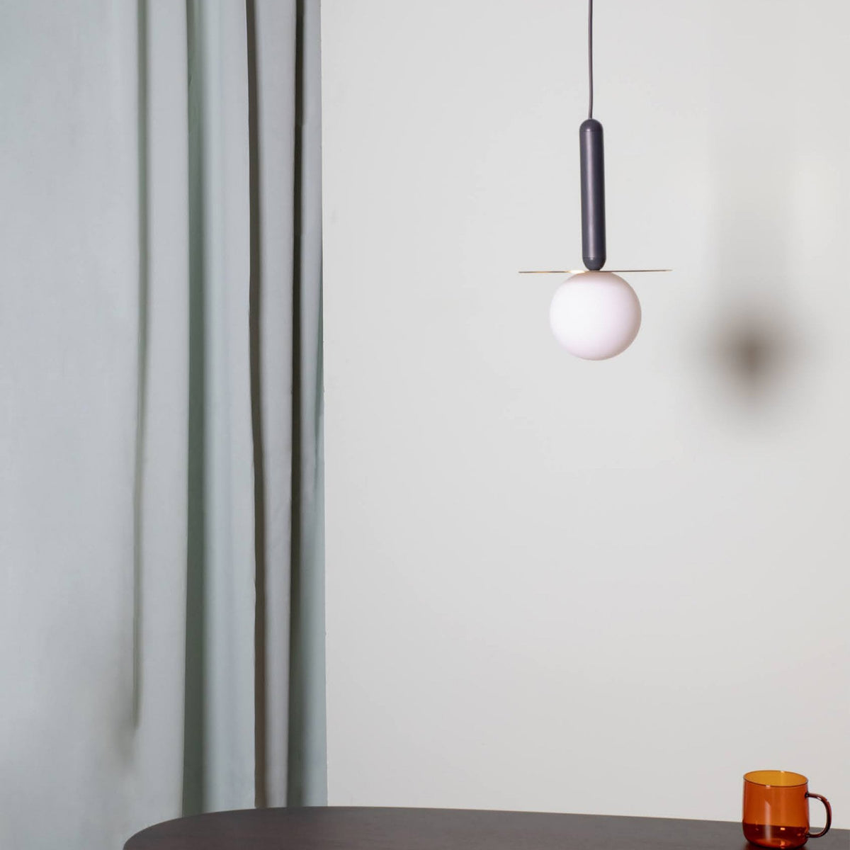 Adore IP44 Single G9 Pendant in Charcoal Grey & Brass