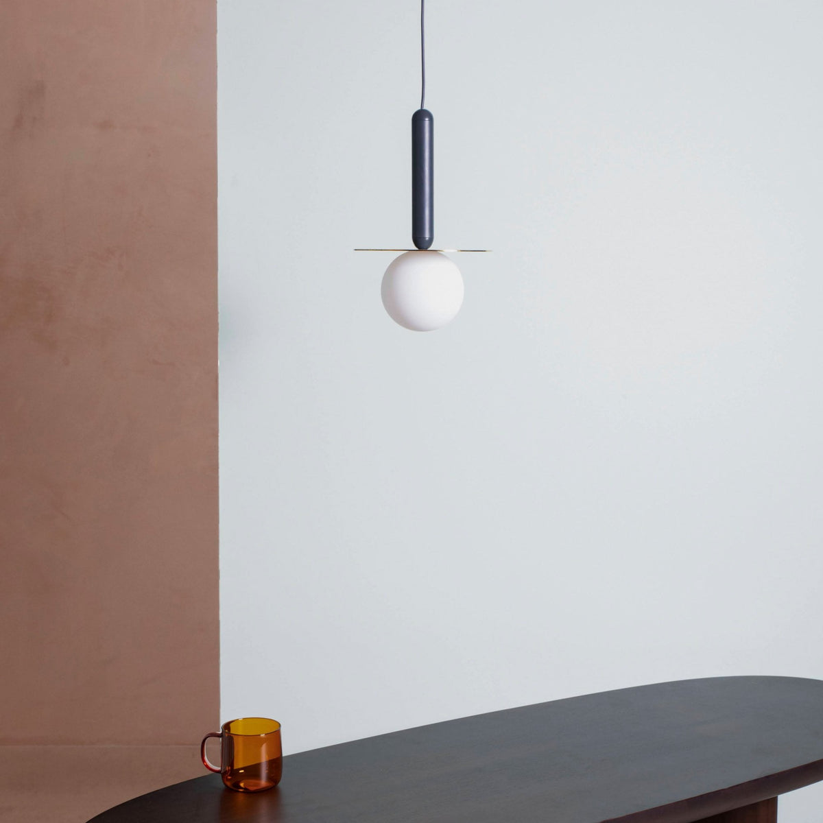 Adore IP44 Single G9 Pendant in Charcoal Grey & Brass