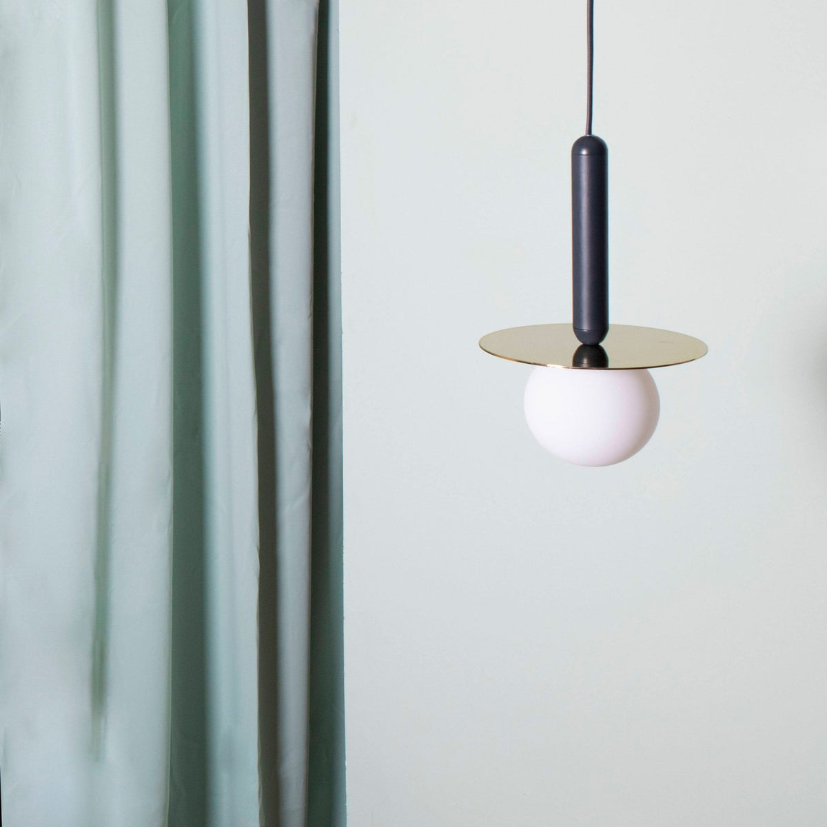 Adore IP44 Single G9 Pendant in Charcoal Grey & Brass