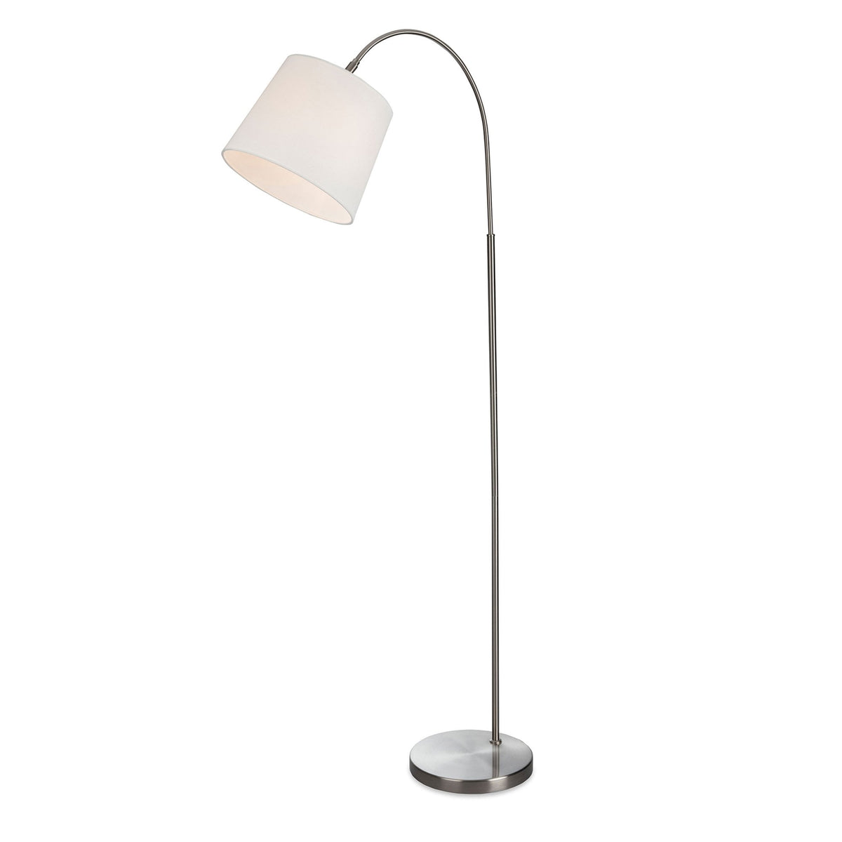 Tower Floor Lamp in Brushed Steel and Cream Shade