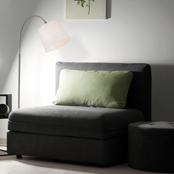 Tower Floor Lamp in Brushed Steel and Cream Shade