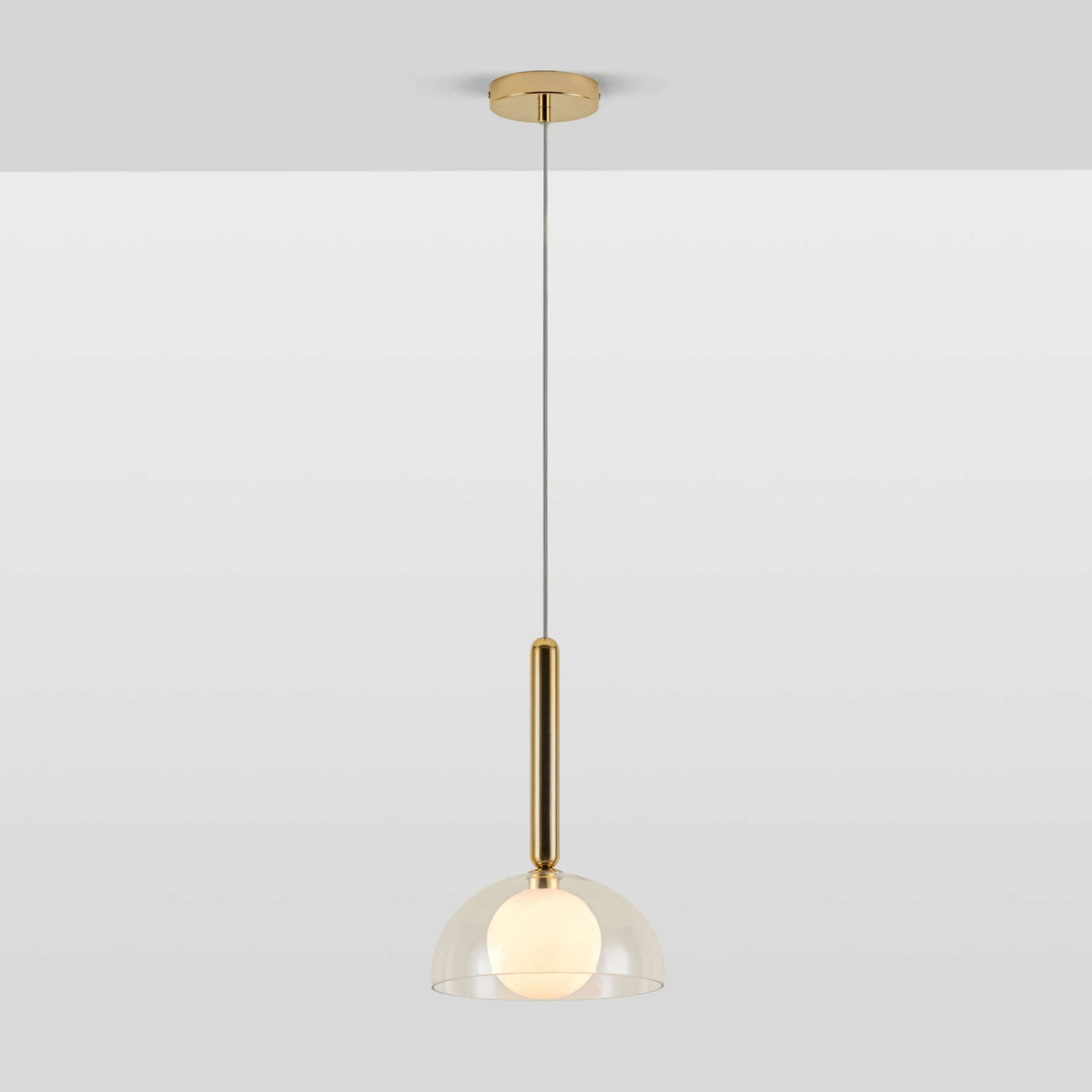 Latrice Single G9 Pendant in Brass with Clear Shade