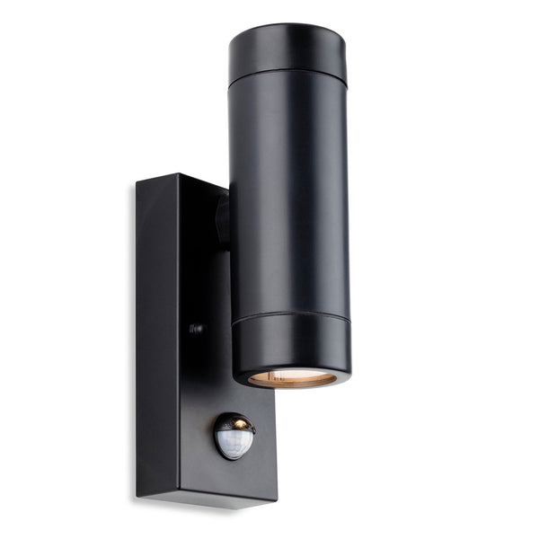 Ravel PIR LED Resin Coastal Exterior Up & Down Wall Light in Black