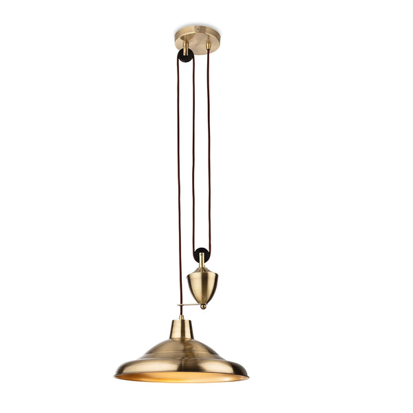 Suffolk Rise & Fall Pendant Light in Antique Brass
