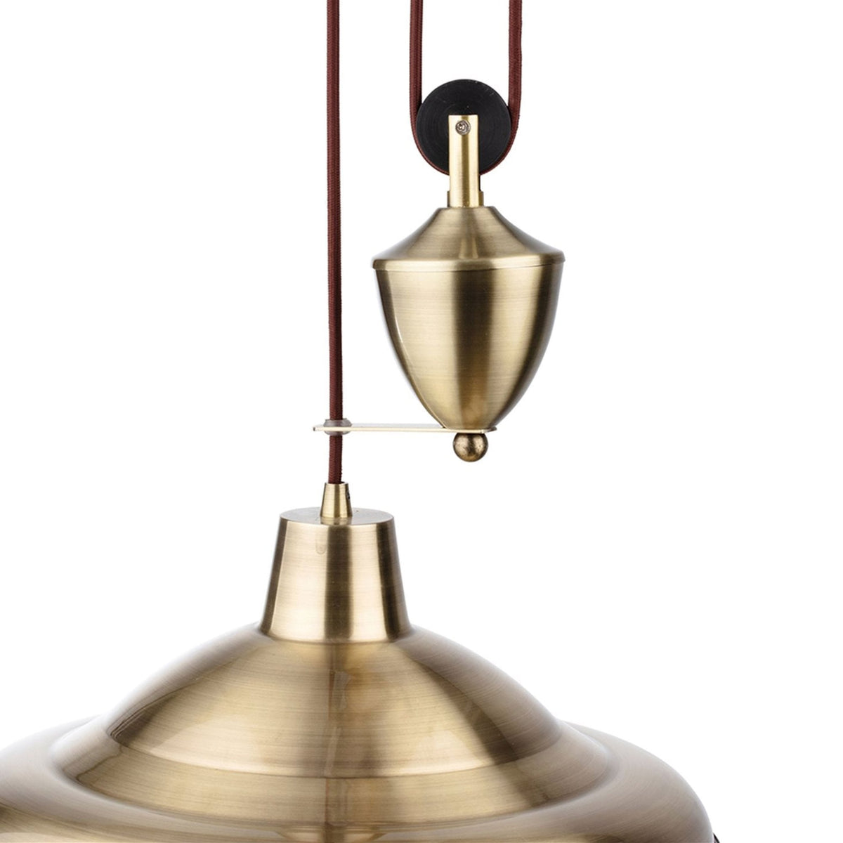 Suffolk Rise & Fall Pendant Light in Antique Brass