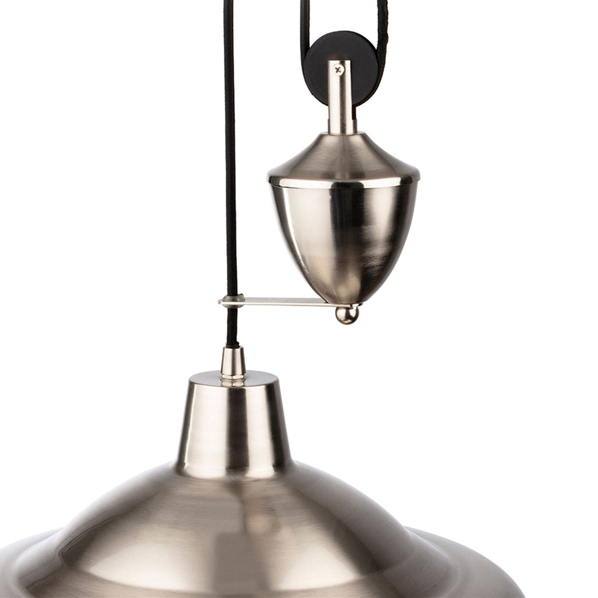 Suffolk Rise & Fall Pendant Light in Brushed Steel