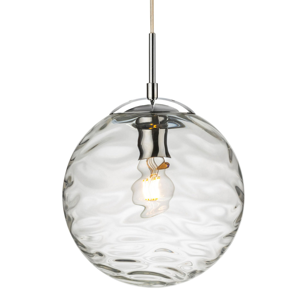 Mercury Chrome Pendant Light with Wave Clear Glass