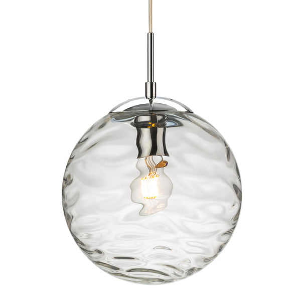 Mercury Chrome Pendant Light with Wave Clear Glass
