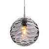 Mercury Chrome Pendant Light with Wave Smoked Glass
