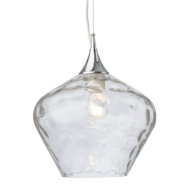 Titan Chrome Pendant Light with Wavey Clear Glass