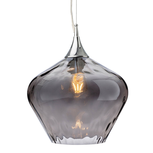 Titan Chrome Pendant Light with Wavey Smoked Glass