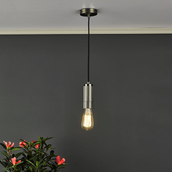 Knurled E27 Suspension Kit In Antique Chrome