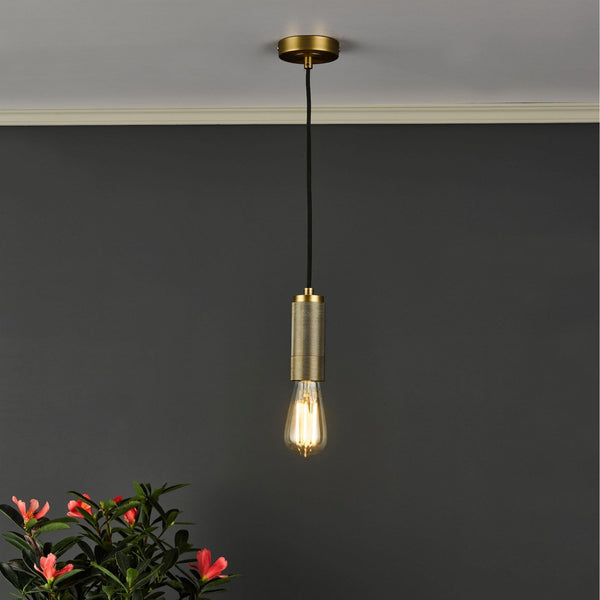 Knurled E27 Suspension Kit In Aged Brass