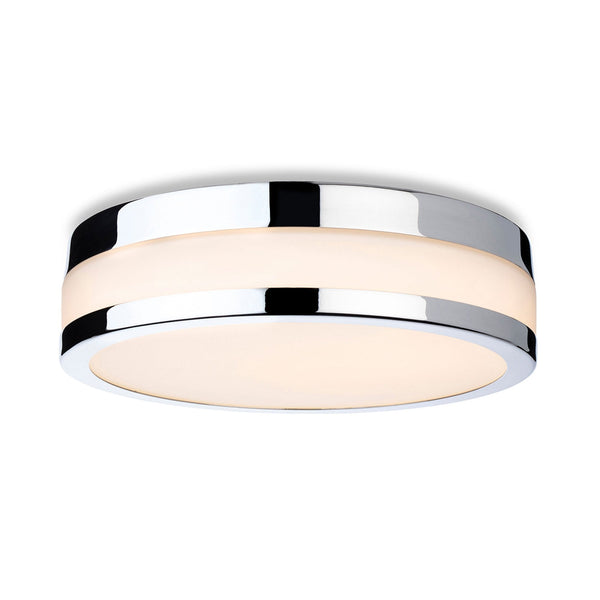 Marnie 220 IP44 LED Flush Ceiling Light in Chrome and Opal White Glass