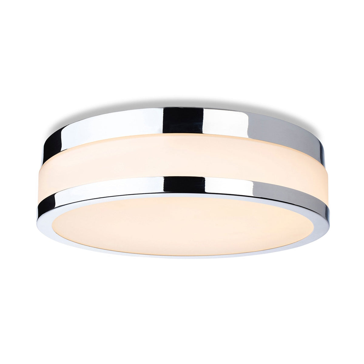 Marnie 290 IP44 LED Flush Ceiling Light in Chrome and Opal White Glass