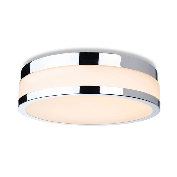 Marnie 290 IP44 LED Flush Ceiling Light in Chrome and Opal White Glass