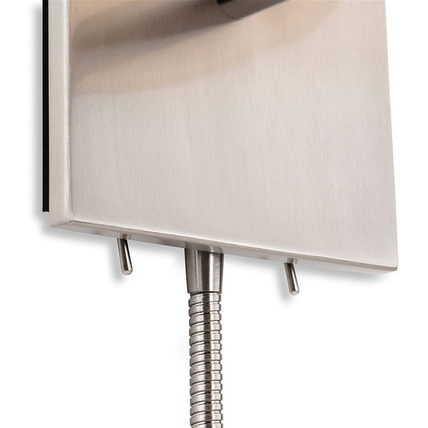 Grand Wall Light with LED Reader in Brushed Steel with Cylindrical Cream Shade