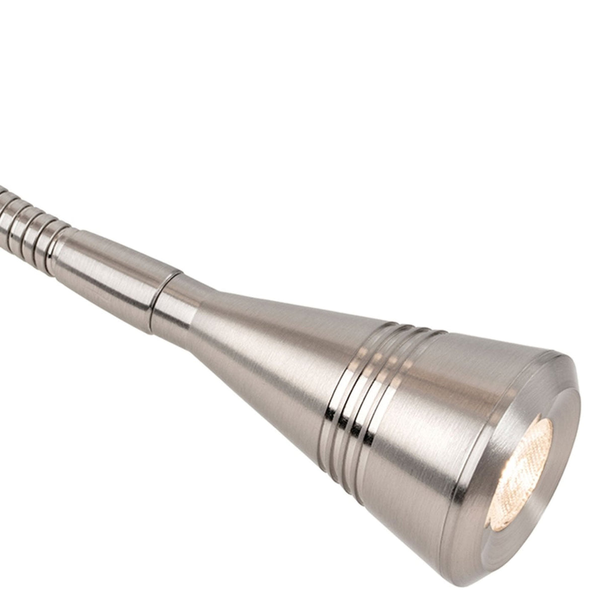 Grand Wall Light with LED Reader in Brushed Steel with Cylindrical Cream Shade