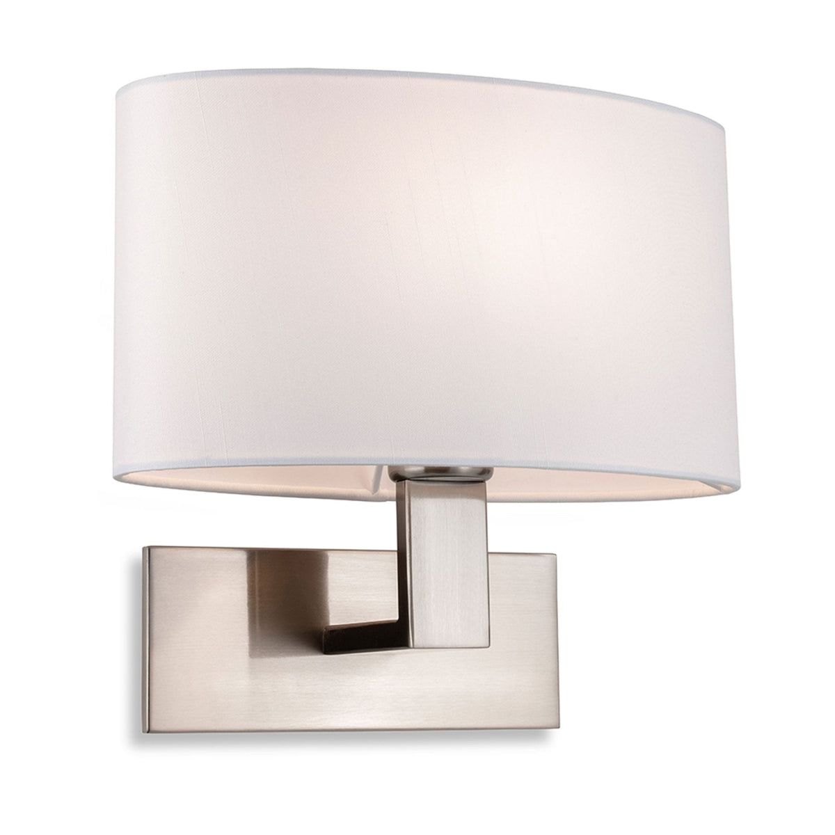 Webster Wall Light in Brushed Steel with Oval Cream Shade