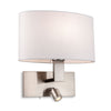 Webster Wall Light with LED Reader in Brushed Steel with Oval Cream Shade
