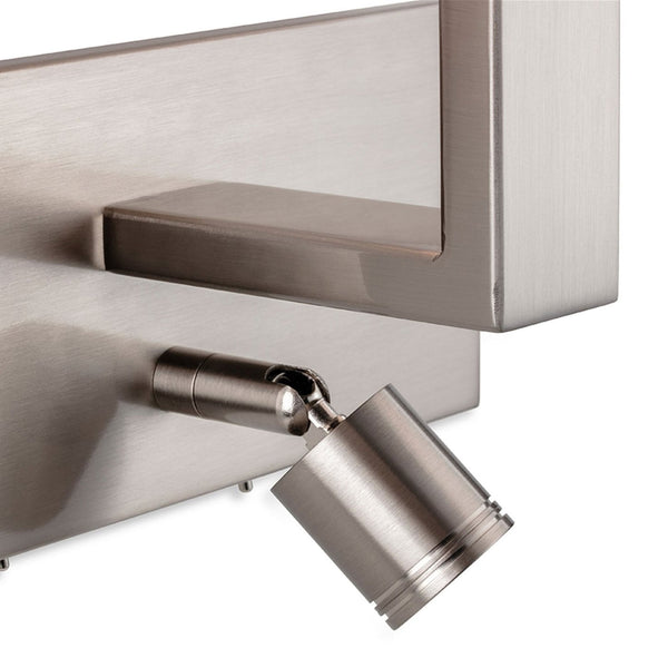 Webster Wall Light with LED Reader in Brushed Steel with Oval Cream Shade