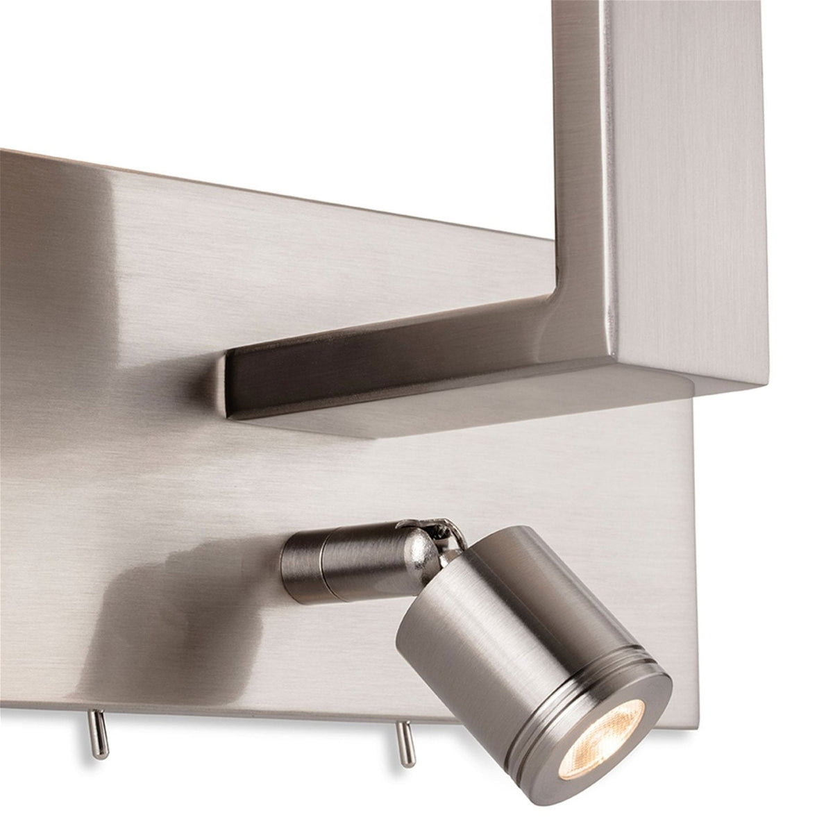 Webster Wall Light with LED Reader in Brushed Steel with Oval Cream Shade