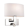 Webster Wall Light with LED Reader in Chrome with Oval Cream Shade
