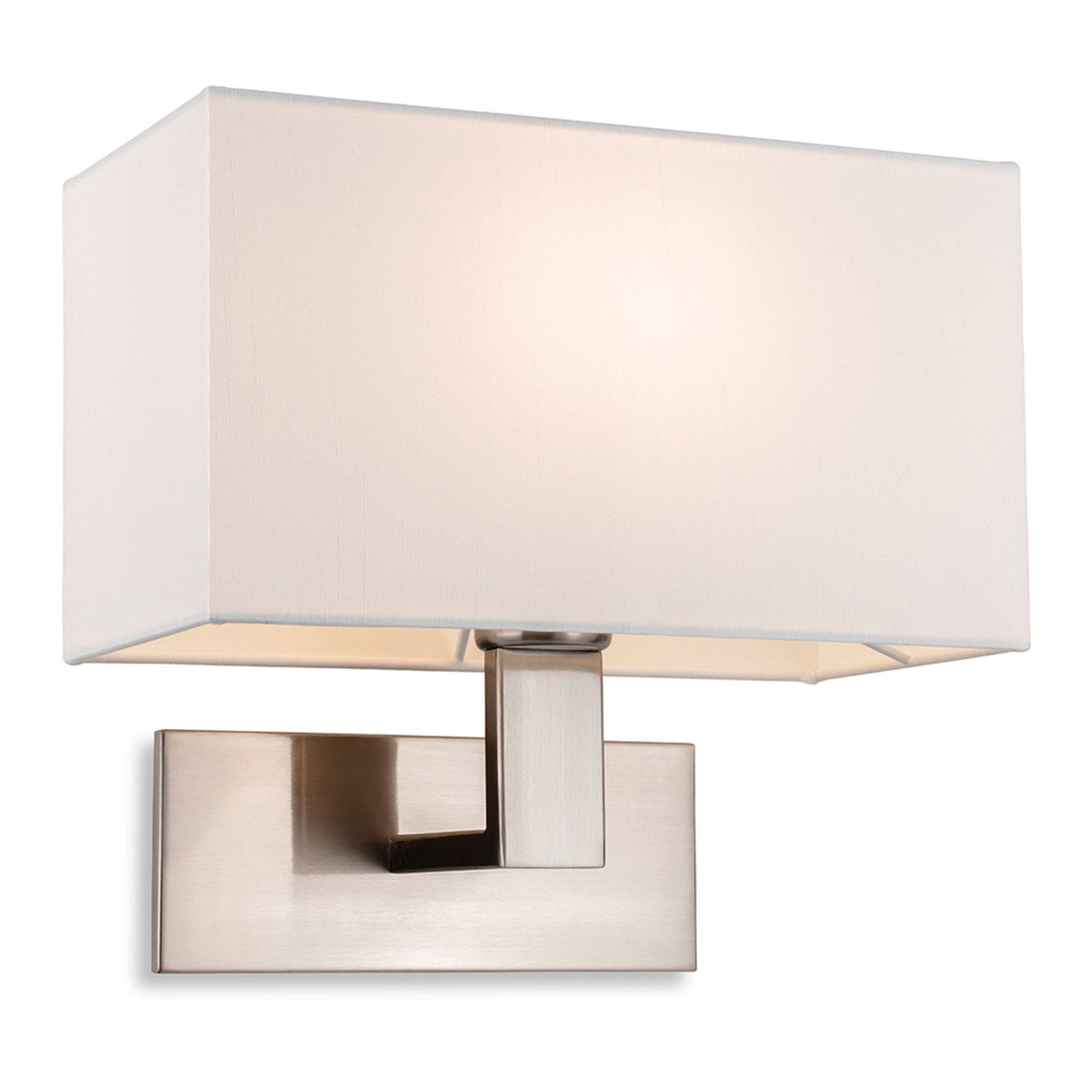 Raffles Wall Light in Brushed Steel with Rectangular Cream Shade
